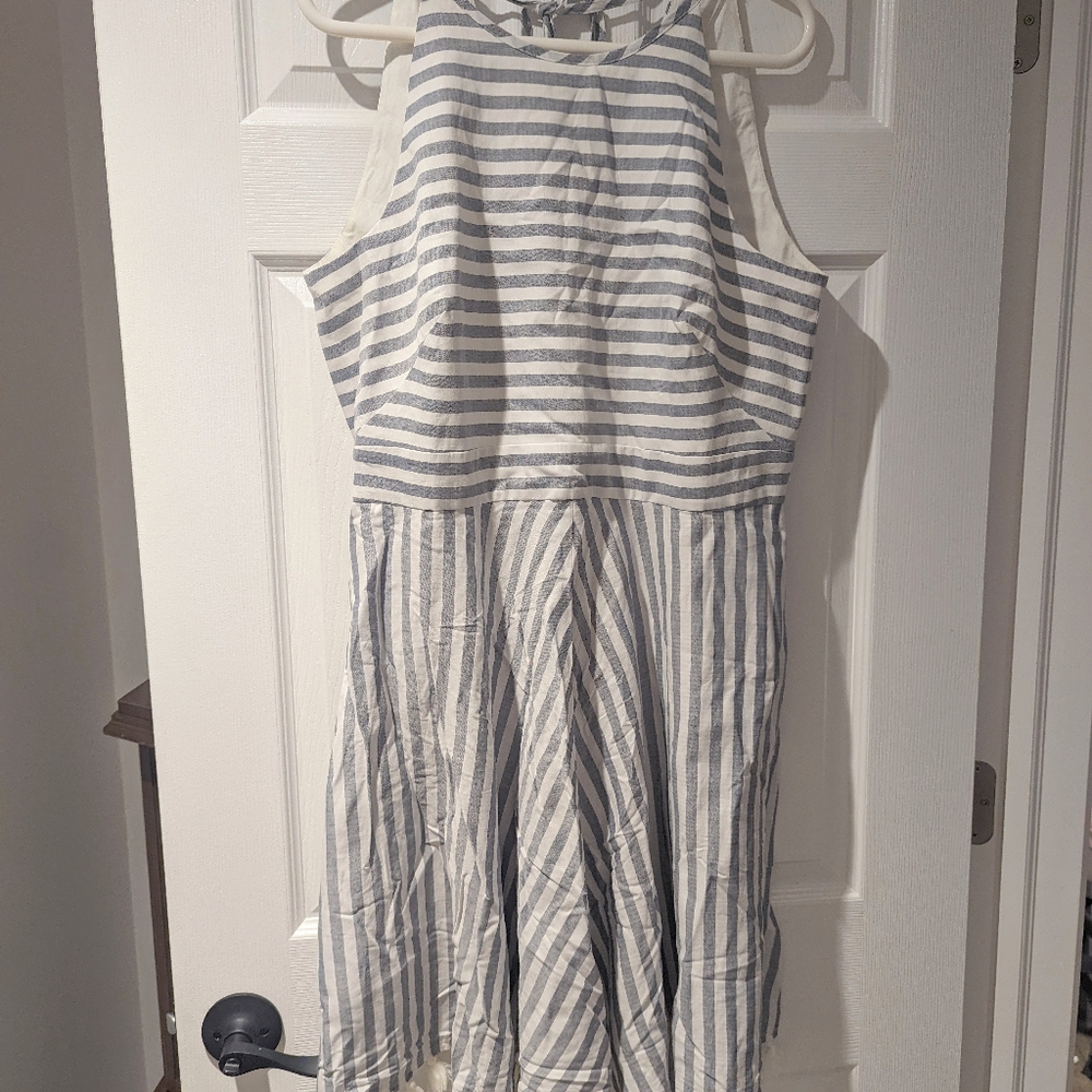 NWNT Eliza J Grey Stripe Tassel Dress